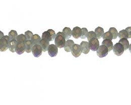 (image for) 8 x 6mm Silver Luster Faceted Drop Glass Bead, 18" string
