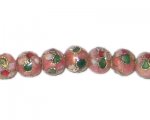 8mm Pink Round Cloisonne Bead, 6 beads
