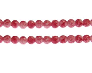 (image for) 8mm Light Red Marble-Style Glass Bead, approx. 55 beads