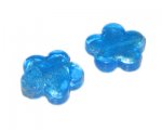 24mm Turquiose Inside-Foil Flower Lampwork Bead, 2 beads 24mm Turquiose Inside-Foil Flower Lampwork Bead, 2 beads