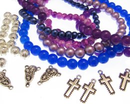 (image for) Rosary Bundle: 5 Strings, Filigree Beads, Charms + Findings