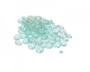 (image for) Approx. 1oz. x 6mm Soft Blue Disc Glass Bead, side-drill