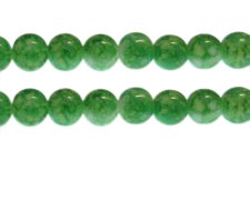 (image for) 12mm Grass Green Marble-Style Glass Bead, approx. 17 beads