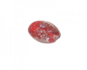 28 x 14mm Red Oval Lampwork Bead