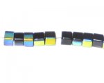 4mm Black AB Finish Faceted Glass Cube Bead, 12" string 4mm Black AB Finish Faceted Glass Cube Bead, 12" string
