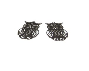 (image for) 34 x 20mm Owl Silver Metal Pendant, 2 pendants