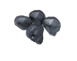 (image for) 24 x 20mm Charcoal Matte Skull Glass Bead, 4 beads