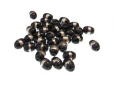 (image for) Approx. 1oz. x 8x6mm Black Oval Glass Bead w/Silver Line