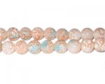 10mm Apricot Swirl Marble-Style Glass Bead, approx. 16 beads