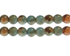 (image for) 12mm Blue/Brown Duo-Style Glass Bead, approx. 13 beads