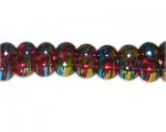 10mm Red Flame Abstract Glass Bead, approx. 22 beads 10mm Red Flame Abstract Glass Bead, approx. 22 beads