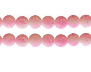 (image for) 12mm Pink Marble-Style Glass Bead, approx. 17 beads