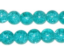 (image for) 10mm Aqua Crackle Bead, 8" string, approx. 21 beads