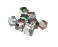 (image for) 12mm Silver half-Luster Faceted Glass Cube Bead, 8 beads