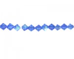 8mm Royal Blue AB Finish Faceted Bi-cone Glass Bead, 12" string 8mm Royal Blue AB Finish Faceted Bi-cone Glass Bead, 12" string