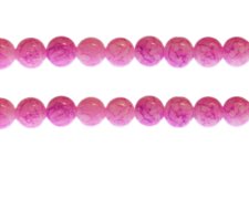 (image for) 10mm Deep Pink Marble-Style Glass Bead, approx. 21 beads