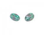14 x 10mm Aqua Floral Oval Handmade Lampwork Glass Bead, 4 beads 14 x 10mm Aqua Floral Oval Handmade Lampwork Glass Bead, 4 beads