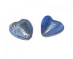 20mm Blue Plain/Pattern Inside-Foil Heart Lampwork Bead, 4 beads 20mm Blue Plain/Pattern Inside-Foil Heart Lampwork Bead, 4 beads