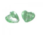14mm Pale Green Foil Heart Lampwork Glass Bead, 4 beads 14mm Pale Green Foil Heart Lampwork Glass Bead, 4 beads