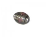 24 x 18mm Silver Floral Foil Oval Handmade Lampwork Glass Bead 24 x 18mm Silver Floral Foil Oval Handmade Lampwork Glass Bead