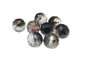 (image for) 14mm Crystal/Black Faceted Glass Bead, 8 beads