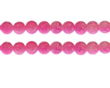 (image for) 10mm Hot Pink Marble-Style Glass Bead, approx. 21 beads