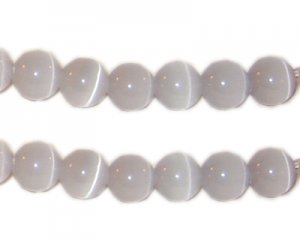 8mm Gray Round Cat's Eye Beads, approx. 15 beads