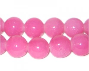 12mm Pink Jade-Style Glass Bead, approx. 18 beads