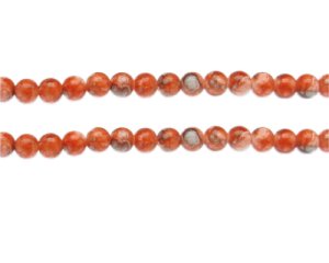 (image for) 6mm Orange Swirl Marble-Style Glass Bead, approx. 42 beads