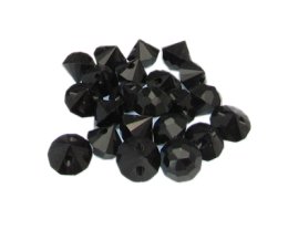 (image for) Approx. 1oz. x 8mm Black half-Bicone Faceted Glass Bead, hole in back