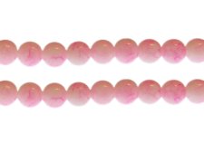 (image for) 10mm Pink Marble-Style Glass Bead, approx. 21 beads
