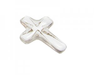 (image for) 36 x 28mm Crystal Vintage Glass Cross, no hole