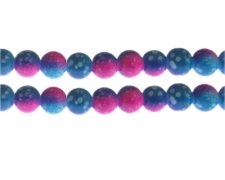 (image for) 10mm Turquoise/Fuchsia Dot Marble-Style Glass Bead, approx. 16 b
