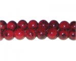 10mm Deep Red Marble-Style Glass Bead, approx. 22 beads