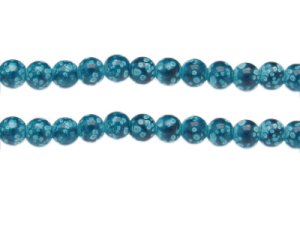 (image for) 8mm Turquoise Spot Marble-Style Glass Bead, approx. 38 beads