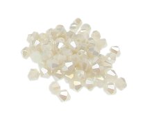 (image for) Approx. 1oz. x 6mm Off-White AB Finish Faceted Glass Bicone Beads