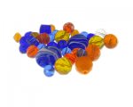 Approx. 1.5 - 2oz. Orange/Dark Blue Glass Bead Mix Approx. 1.5 - 2oz. Orange/Dark Blue Glass Bead Mix