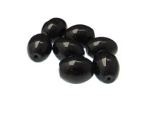 16 x 12mm Black Pressed Oval Glass Bead, 6 beads (image for) 16 x 12mm Black Pressed Oval Glass Bead, 6 beads