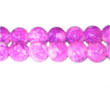 (image for) 12mm Hot Pink Marble-Style Glass Bead, approx. 18 beads