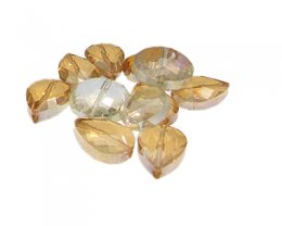 (image for) Approx. 1oz. Apricot/Crystal Faceted Glass Bead Mix