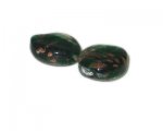 30 x 26mm Green Foil Lampwork Bead, 2 beads 30 x 26mm Green Foil Lampwork Bead, 2 beads