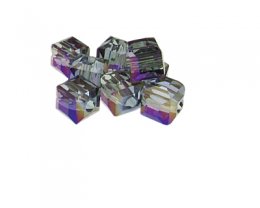 (image for) 12mm Silver Luster Faceted Cube Glass Bead, 8 beads