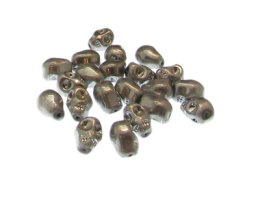 (image for) Approx. 1oz. x 10x8mm Silver Electroplated Glass Skull Beads