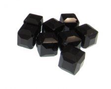 (image for) 12mm Black Faceted Cube Glass Bead, 8 beads, corner drill