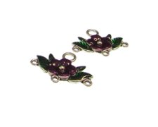 (image for) 30 x 24mm Purple Flower Silver Metal Link, 2 links