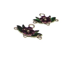 (image for) 30 x 24mm Purple Flower Silver Metal Link, 2 links