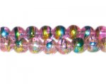 10mm Pink Peak Abstract Glass Bead, approx. 22 beads 10mm Pink Peak Abstract Glass Bead, approx. 22 beads