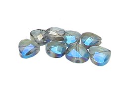 (image for) 12 x 8mm Silver Luster Faceted Glass Diamond Bead, 8 beads