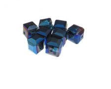 (image for) 10mm Blue Electroplated Cube Glass Bead, 8 beads