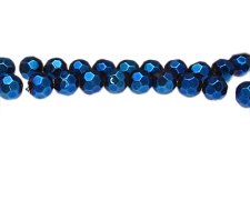 (image for) 10mm Blue Electroplated Faceted Glass Bead, 12" string